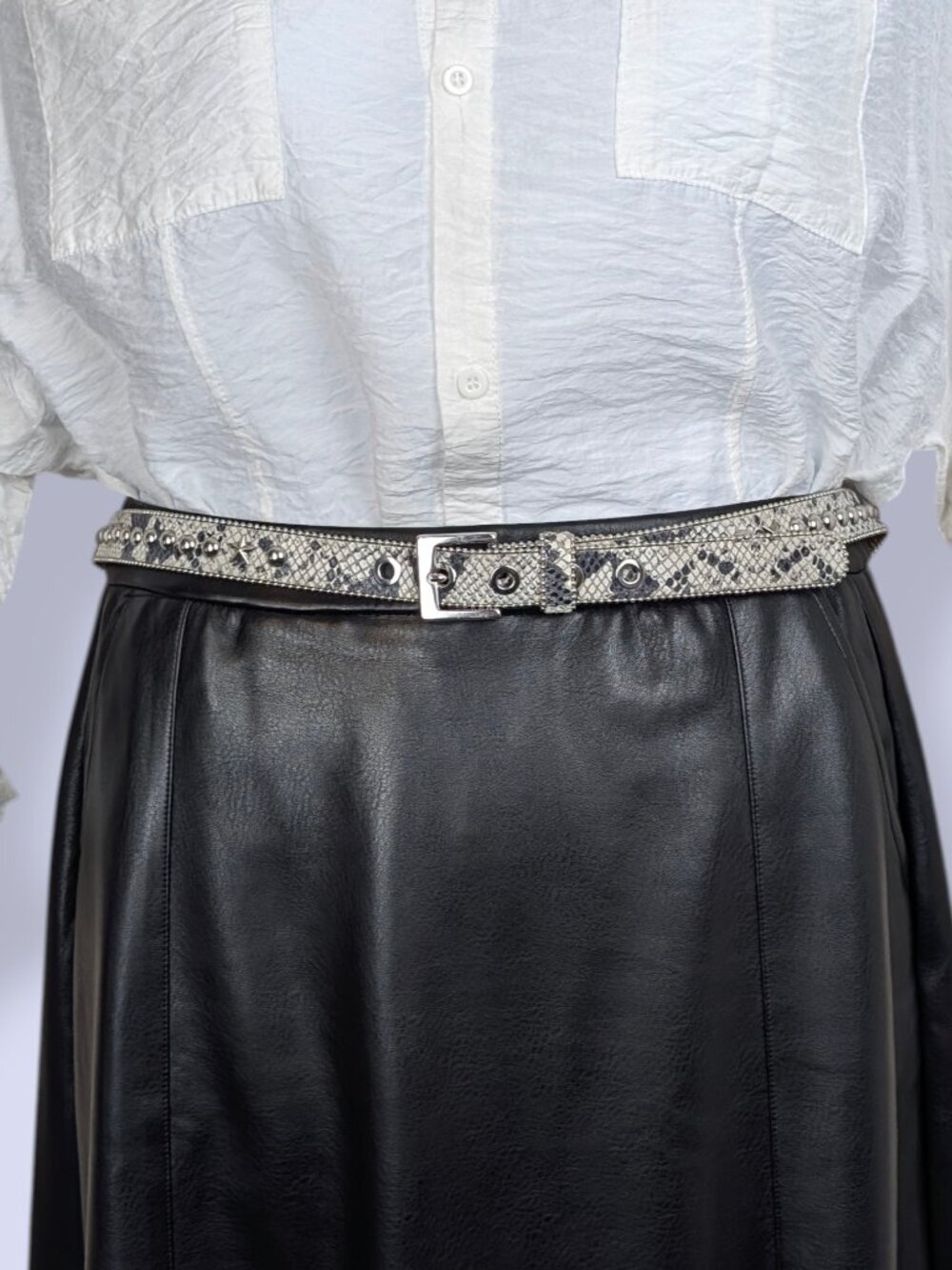H&M Faux Snake Skin Studded Belt